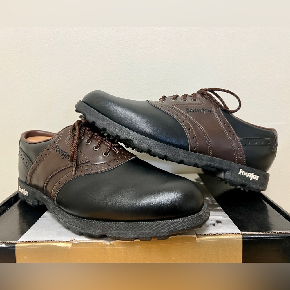 FootJoy GreenJoys Golf Shoes 45575 Golfing Black Brown Size 8.5 Medium Width